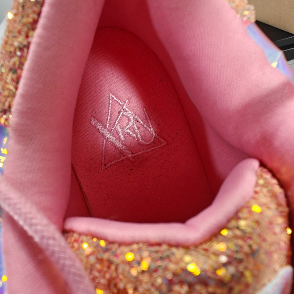 YRU Pink Holographic Glitter Chunky Platform Sneaker Shoe Sz7 Rave Festival Punk - Picture 9 of 10